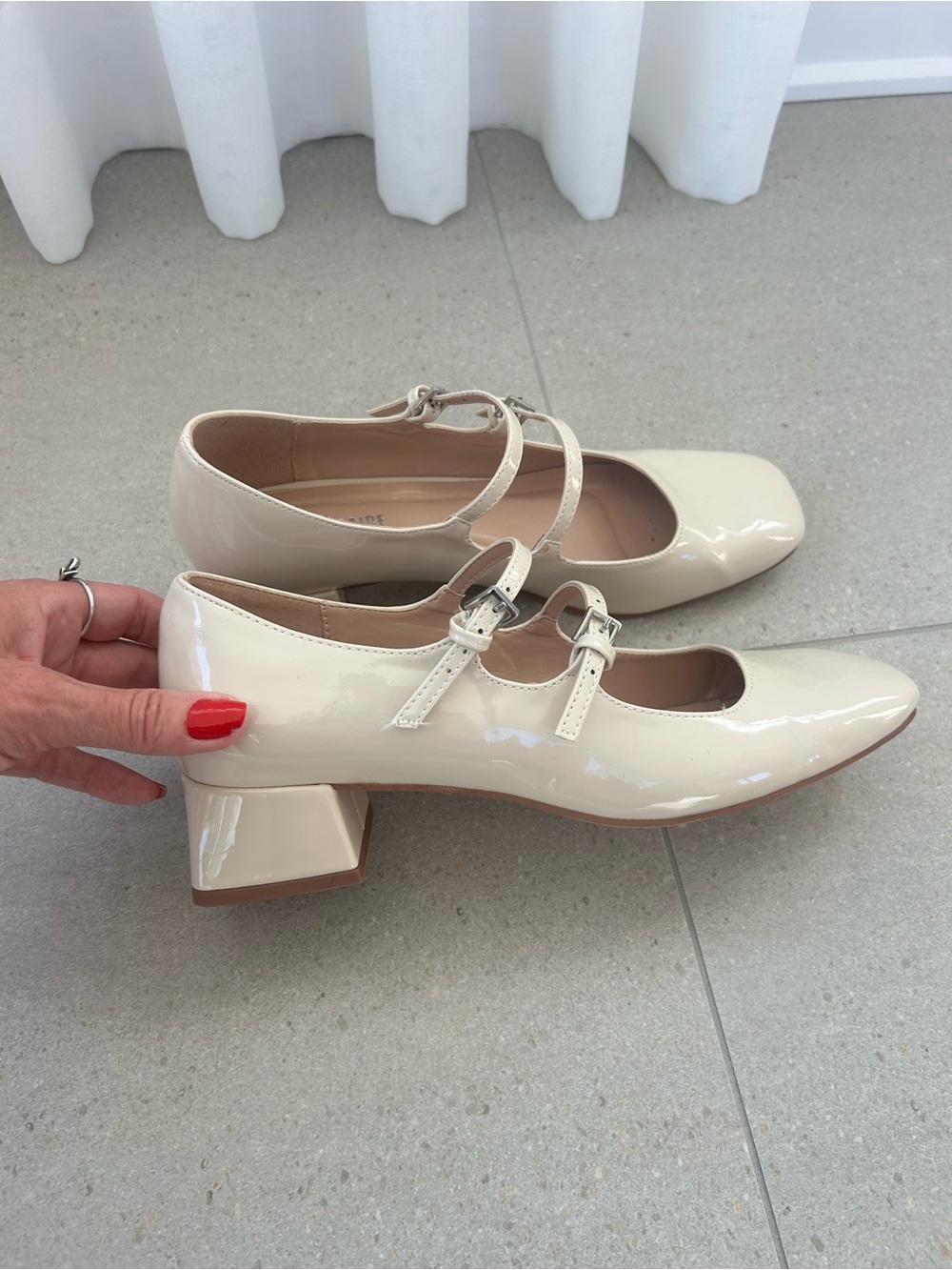Beautiful Cream Patent Double-Strap Block Heel Mary Janes❤️8.5 - Picture 5 of 10